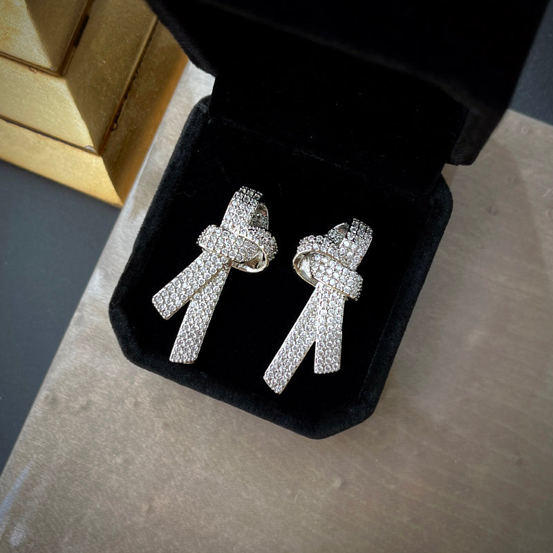 French Luxe Ribbon Stud Earrings