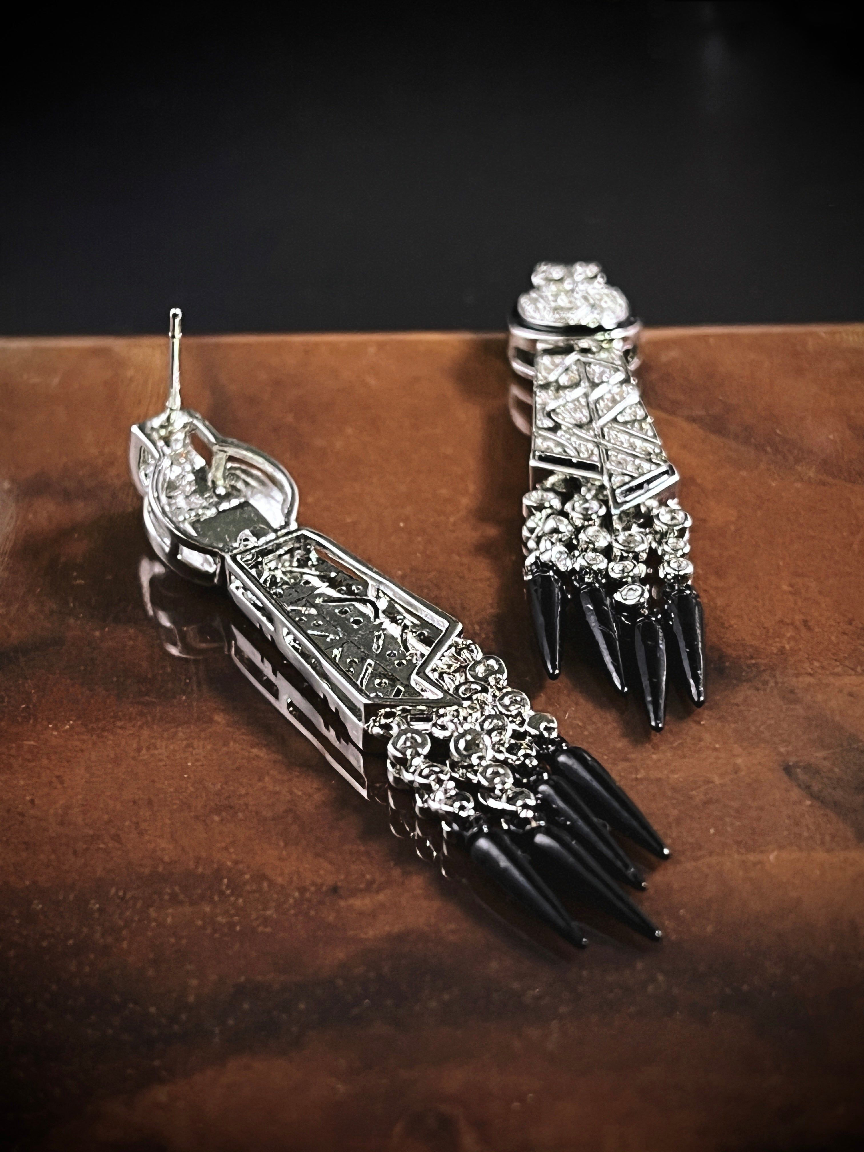 Art Deco Vintage Onyx Earrings
