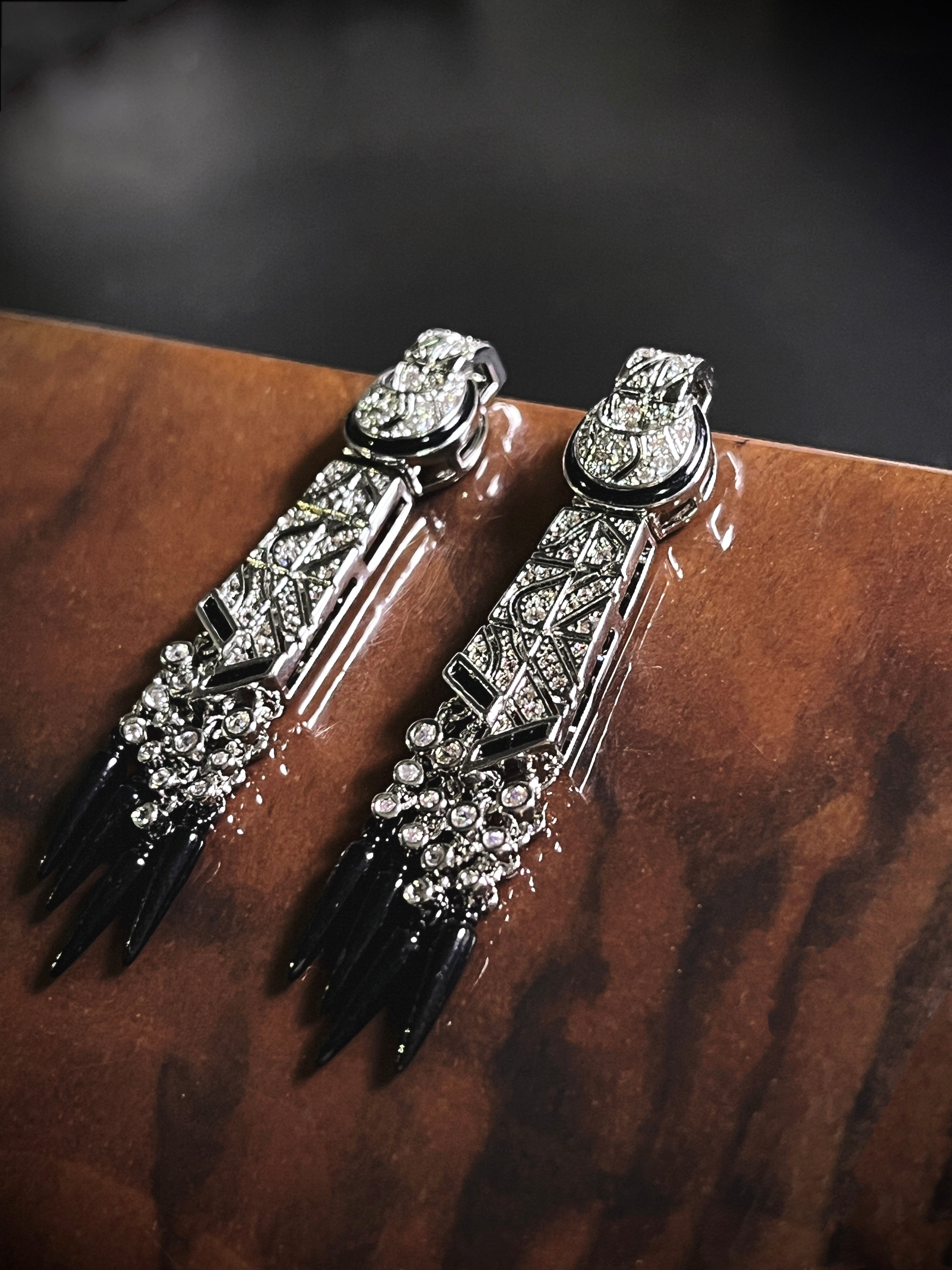 Art Deco Vintage Onyx Earrings