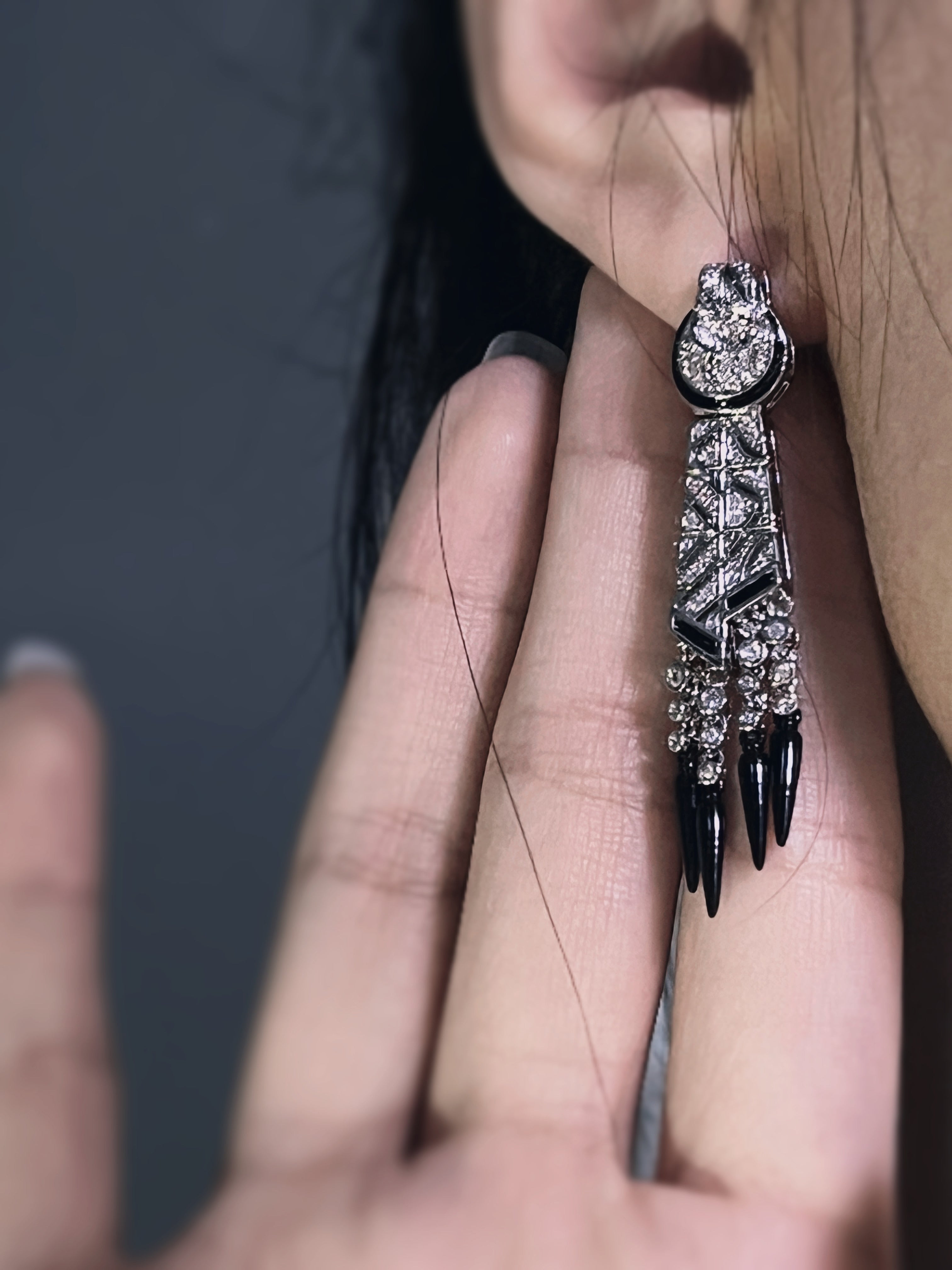 Art Deco Vintage Onyx Earrings