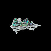 Chinese Landscape Pearl Brooch