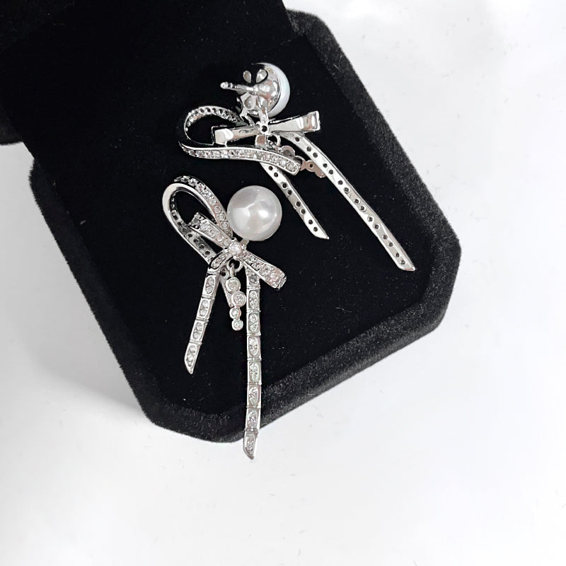 Chic Ribbon Pearl Earrings