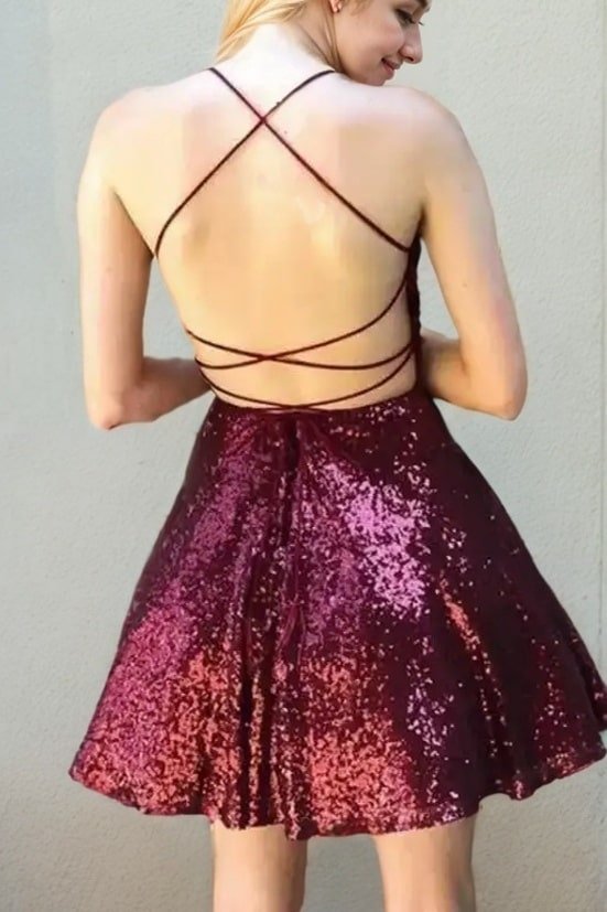 A-line Sweetheart Short/Mini Sequined Homecoming Dress