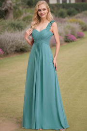 A-Line/Princess One-Shoulder Sleeveless Pleats Long Chiffon Bridesmaid Dresses