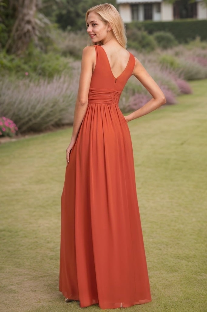 A-Line/Princess Chiffon V-neck Sleeveless Floor-Length Bridesmaid Dresses