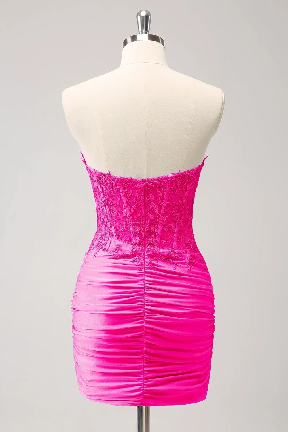 Fuchsia Sweetheart Tight Corset Homecoming Dress with Beading