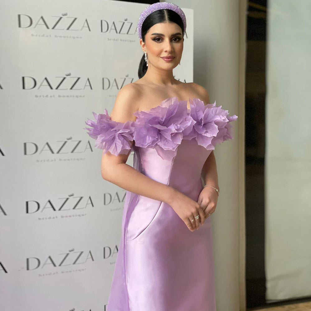 Elegant 3D Flowers Light Yellow Evening Dress with Overskirt SF013