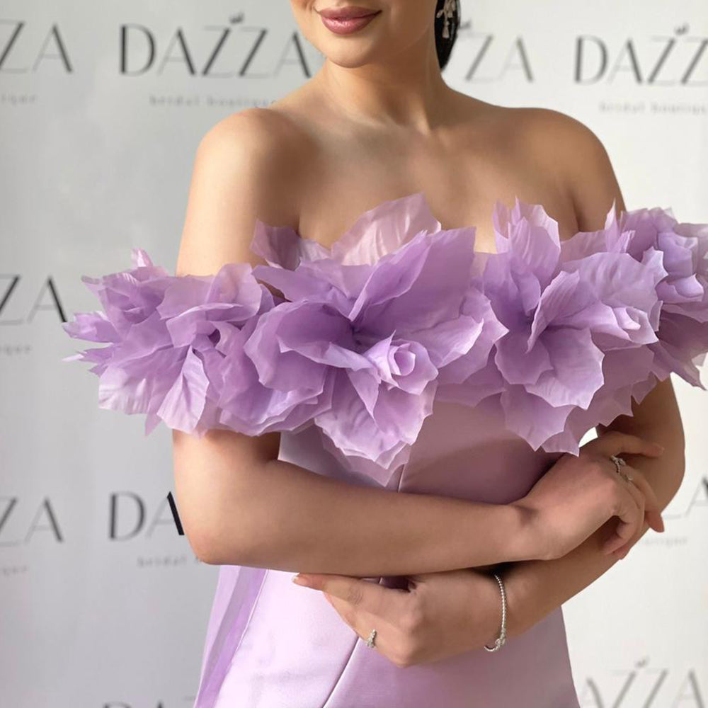 Elegant 3D Flowers Light Yellow Evening Dress with Overskirt SF013