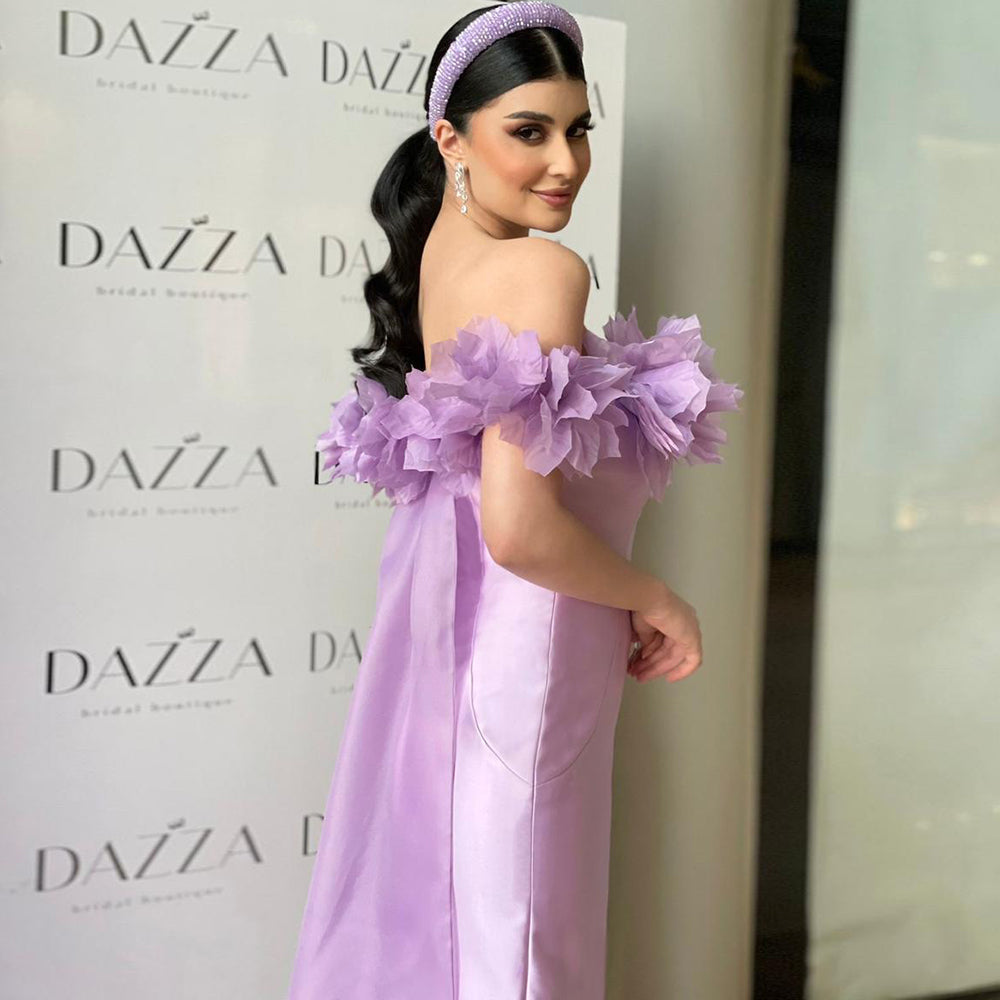 Elegant 3D Flowers Light Yellow Evening Dress with Overskirt SF013