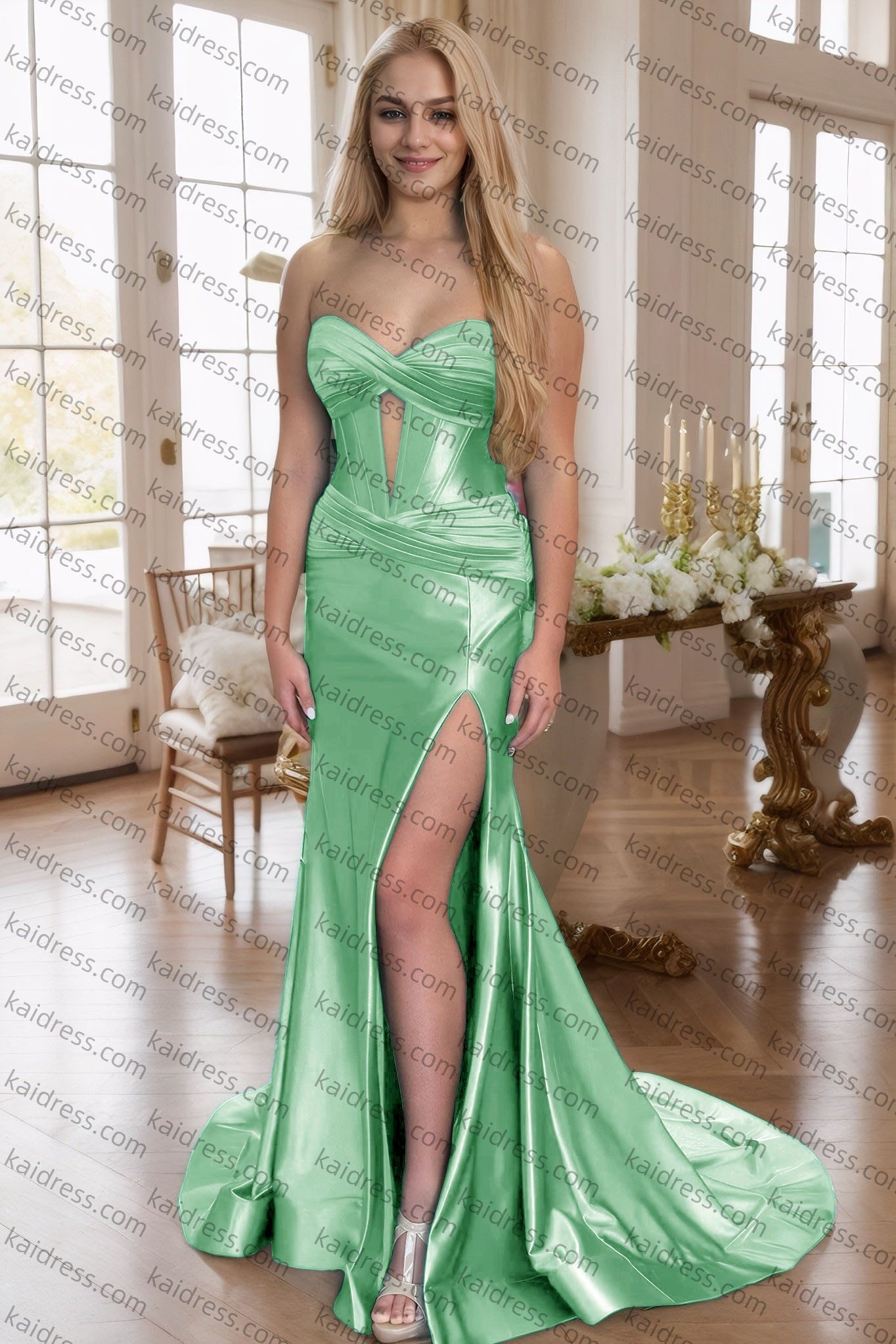 Sheath/Column Elastic Woven Satin Ruched Off-the-Shoulder Straps Sleeveless Sweep/Brush Train Prom Dresses