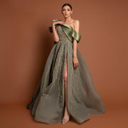 Luxury One Shoulder Olive Green Evening Dress SS323  Olive Green / US 16