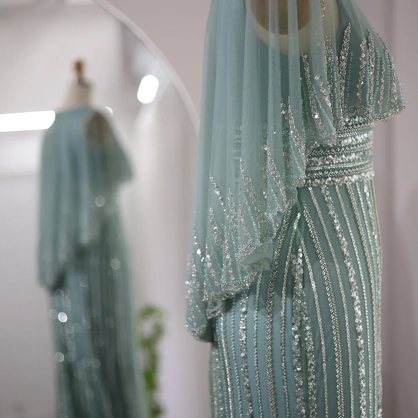 Dreamy Vow Luxury Pink Mermaid Dubai Evening Dresses with Cape 2023 Elegant V-Neck Arabic Women Wedding Formal Party Gown 284