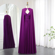Elegant Purple Chiffon Evening Dress with Cape SF002  Purple / US 20