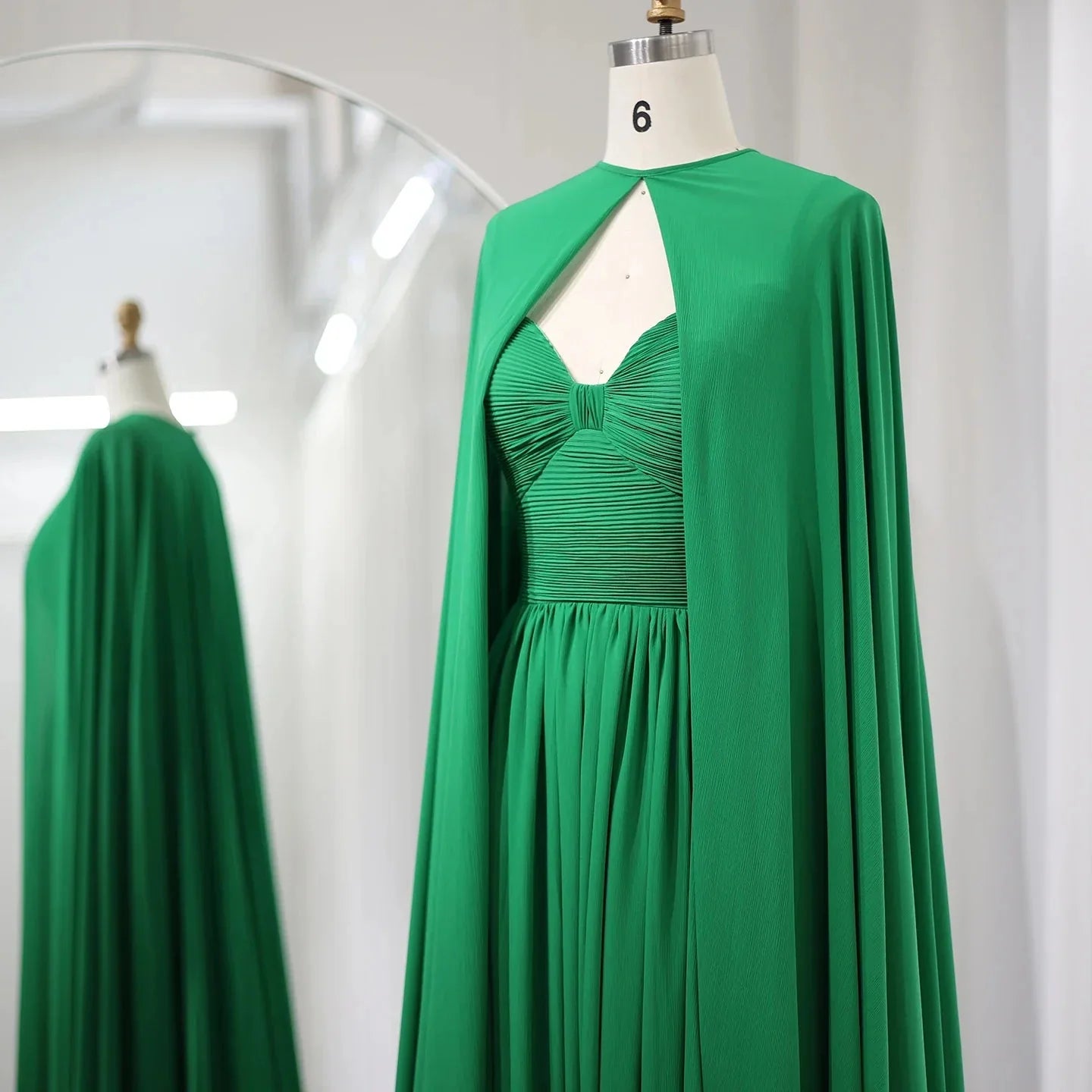 Elegant Purple Chiffon Evening Dress with Cape SF002