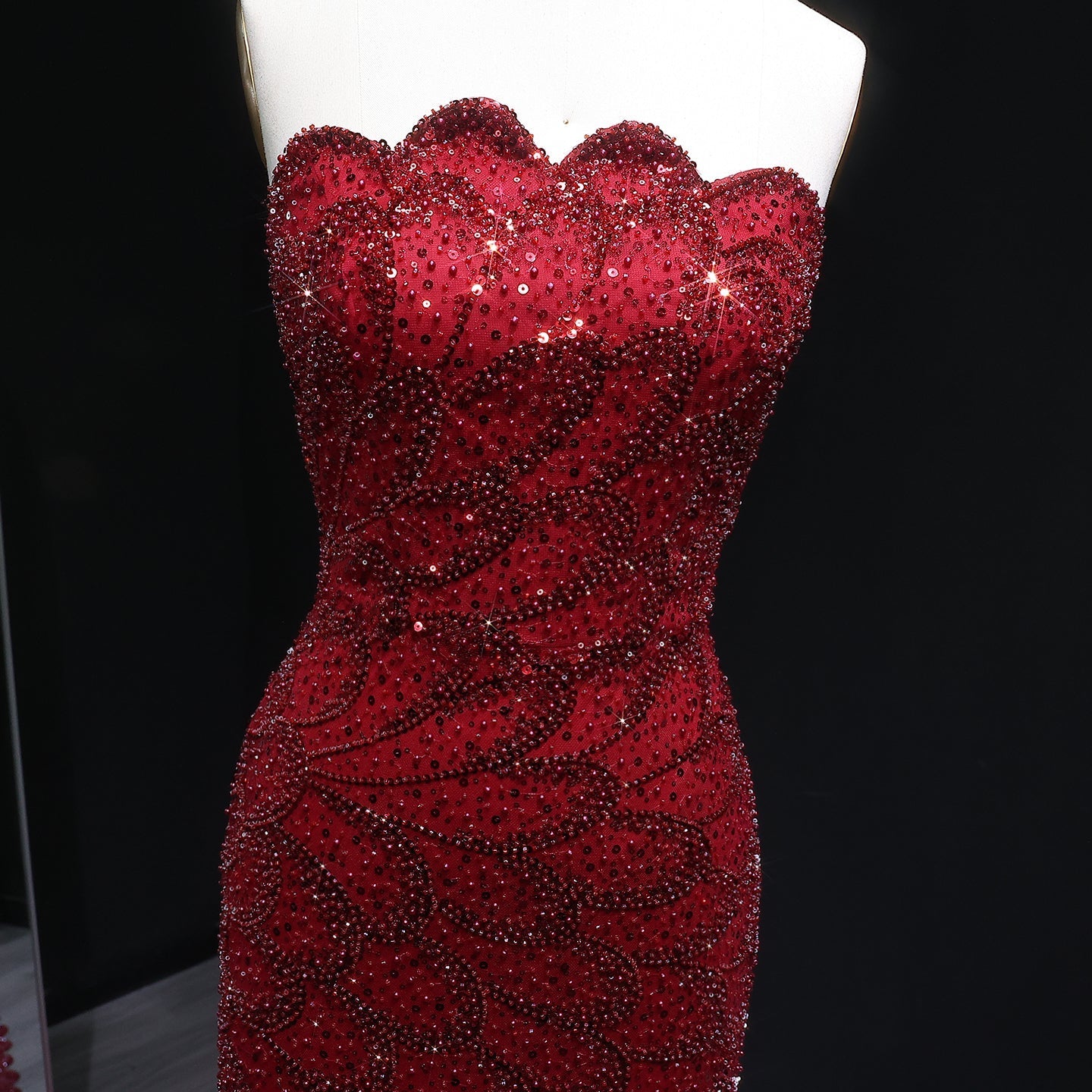 Elegant Emerald Green Strapless Evening Dress SS601