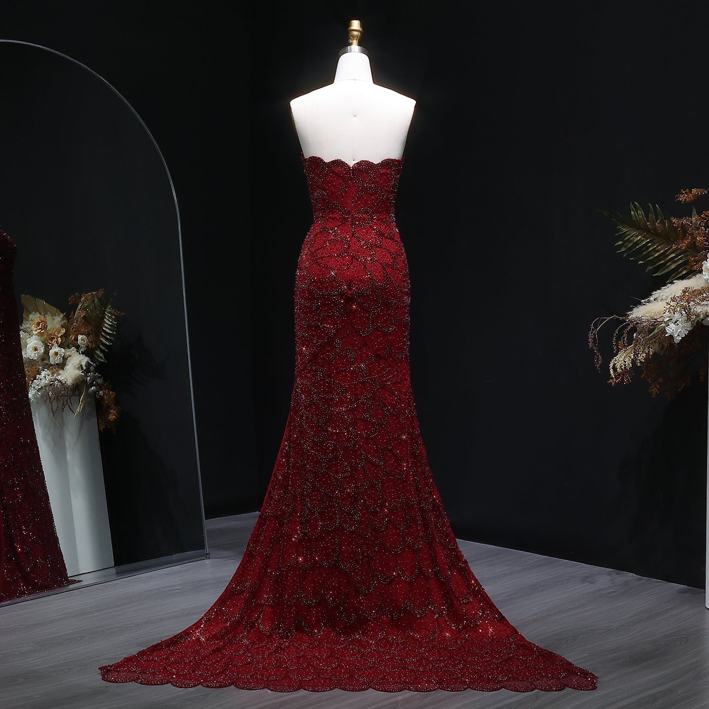 Elegant Emerald Green Strapless Evening Dress SS601