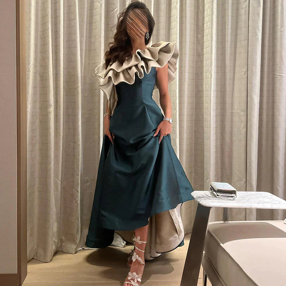 Dreamy Vow Elegant Pink Burgundy Dubai Short Evening Dresses for Wedding Party 2023 Arabic Women Midi Formal Guest Gowns F 057