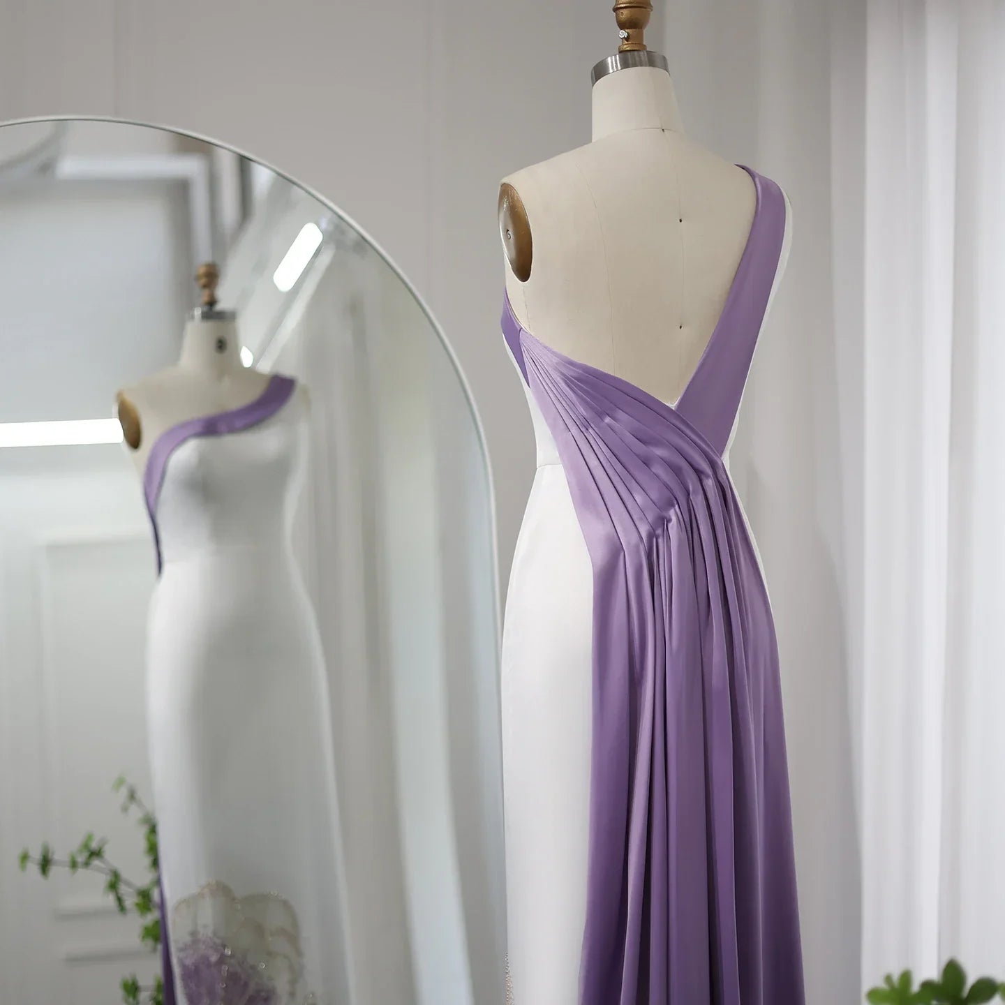 Dreamy Vow White Lilac Butterfly Luxury Evening Dresses for Women Wedding Arab One Shoulder Midi Formal Party Dress 475