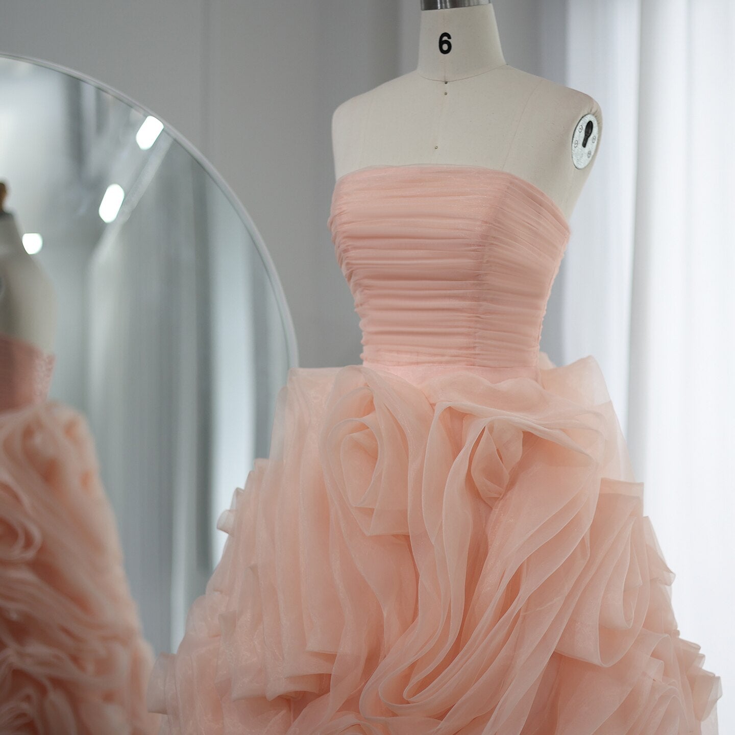 Dreamy Vow Luxury 3D Rose Flower Pink Short Evening Dresses for Women Wedding Party 2023 Strapless Midi Formal Prom Gowns 343