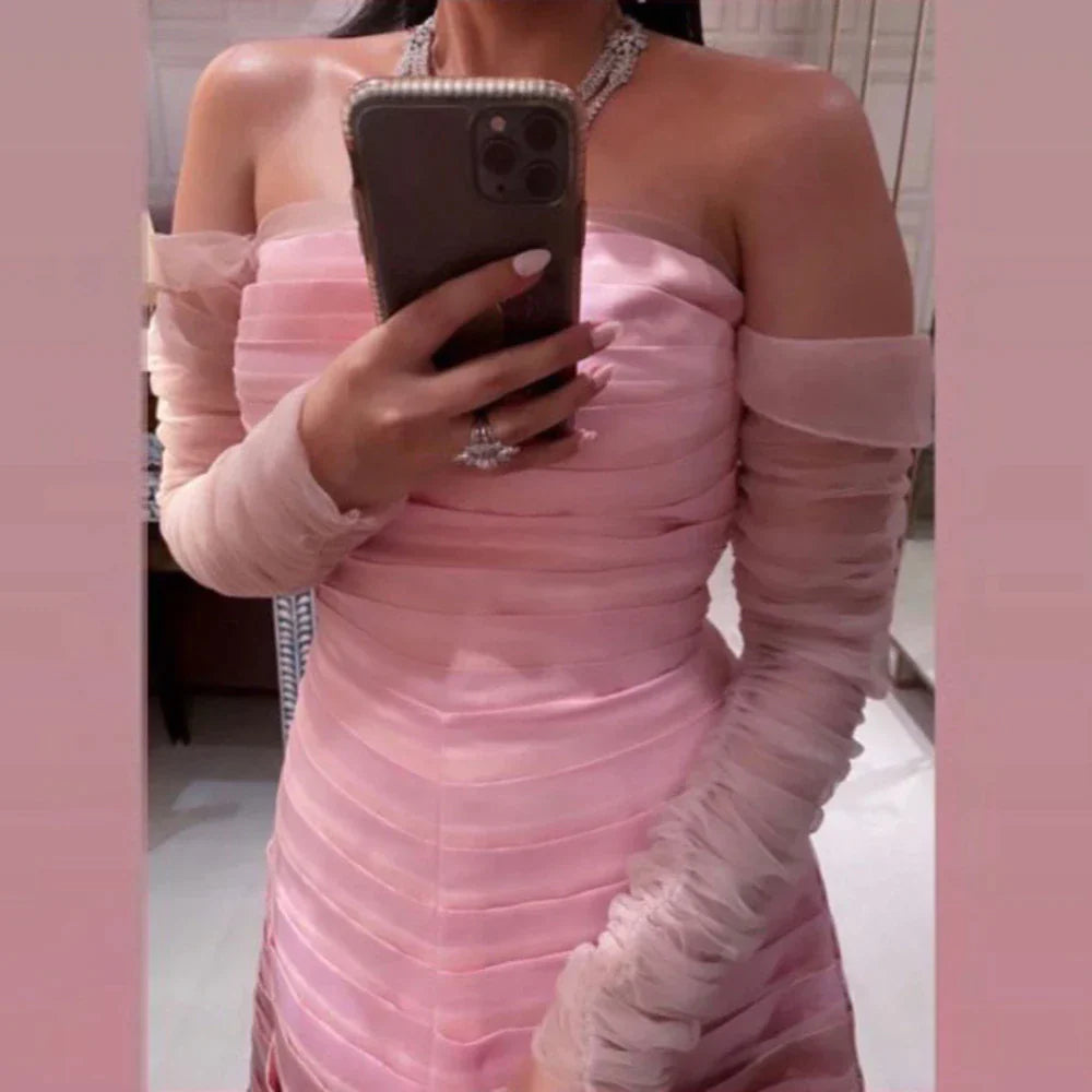 Dreamy Vow Gradual Pink Fuchsia Dubai Evening Dresses for 2023 Woman Wedding Birthday Party Arabic Long Formal Prom Gowns F 061