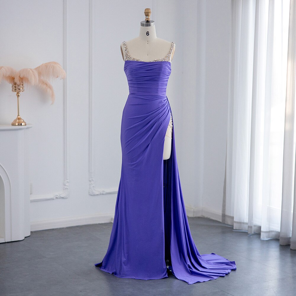 Dreamy Vow Purple High Slit Mermaid Evening Dress 2023 Dubai Luxury Long Party Dresses for Women Wedding Guest Formal Prom Gown