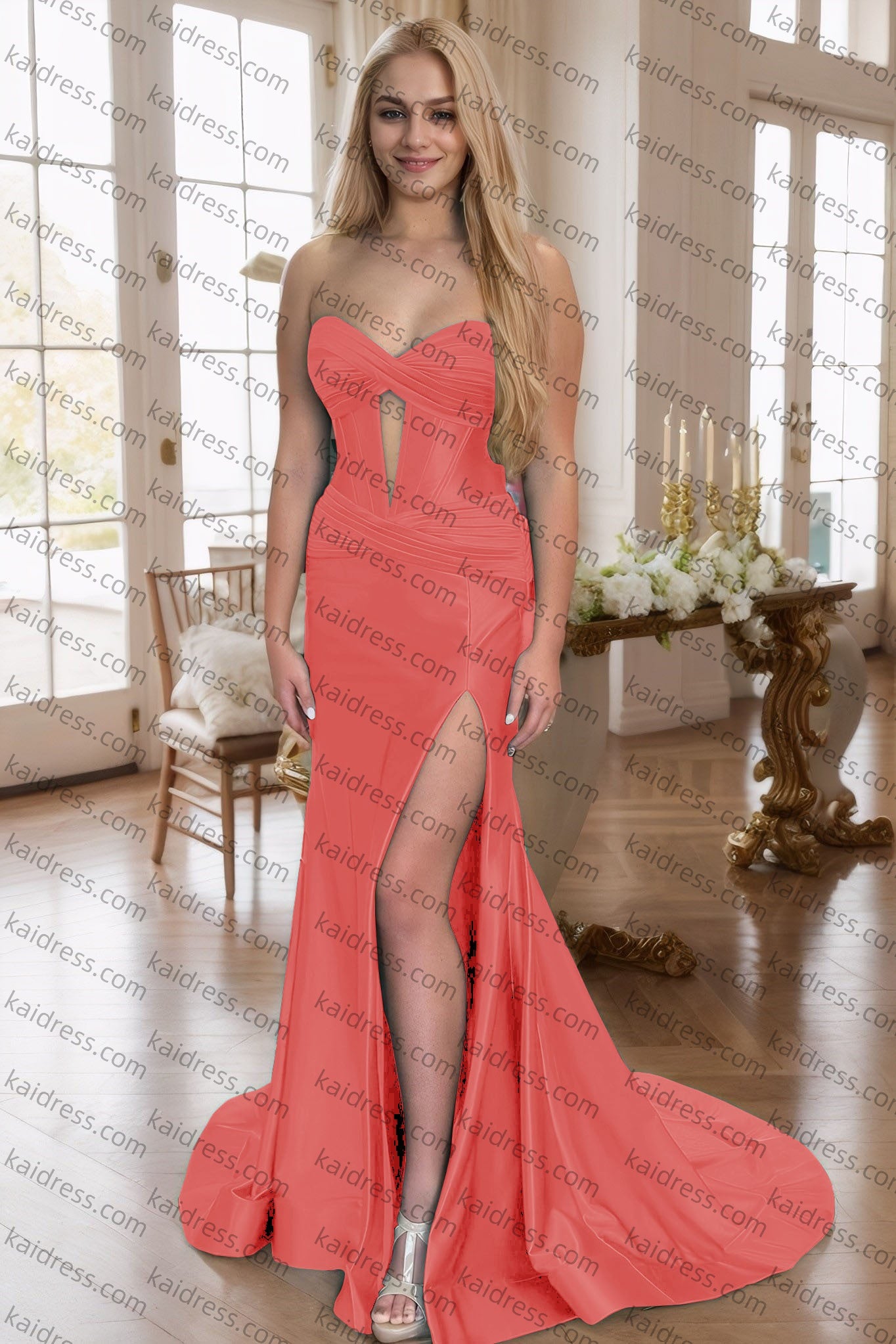 Sheath/Column Elastic Woven Satin Ruched Off-the-Shoulder Straps Sleeveless Sweep/Brush Train Prom Dresses