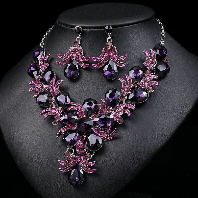 Rhinestone Alloy Teardrop Jewelry Set