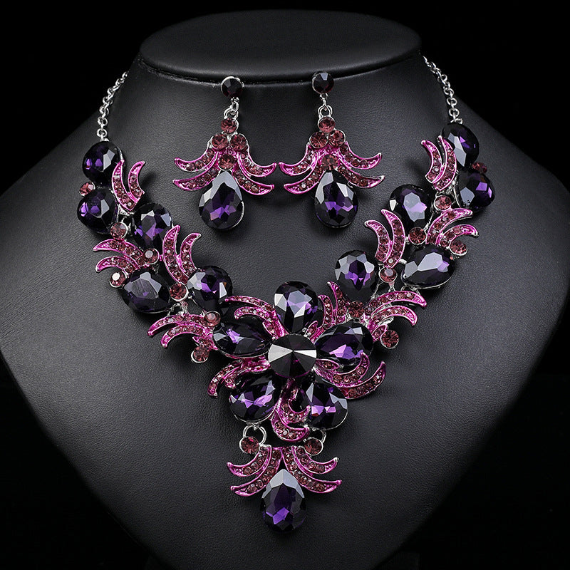 Rhinestone Alloy Teardrop Jewelry Set