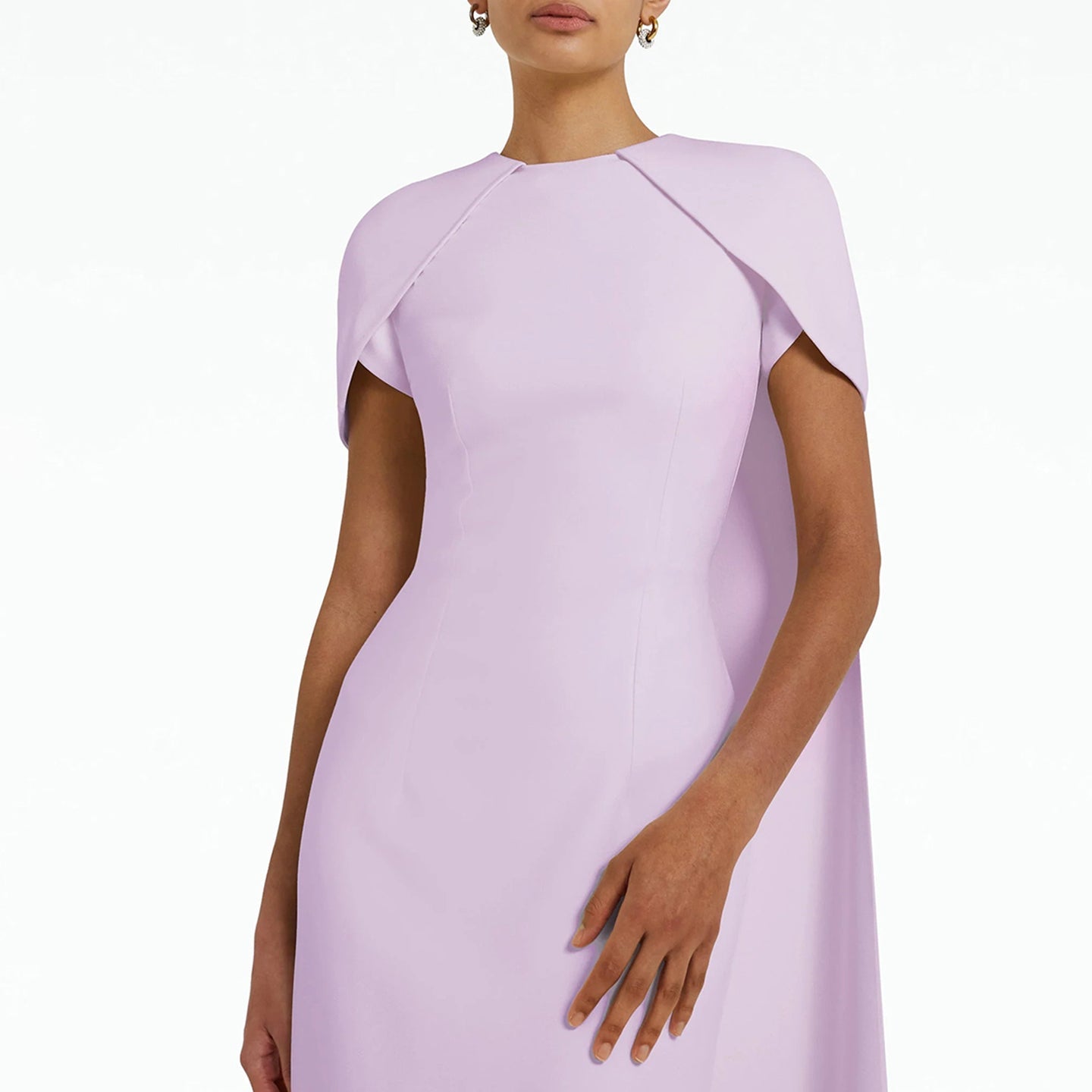 Simple Lilac Straight Evening Dress with Cape SF033