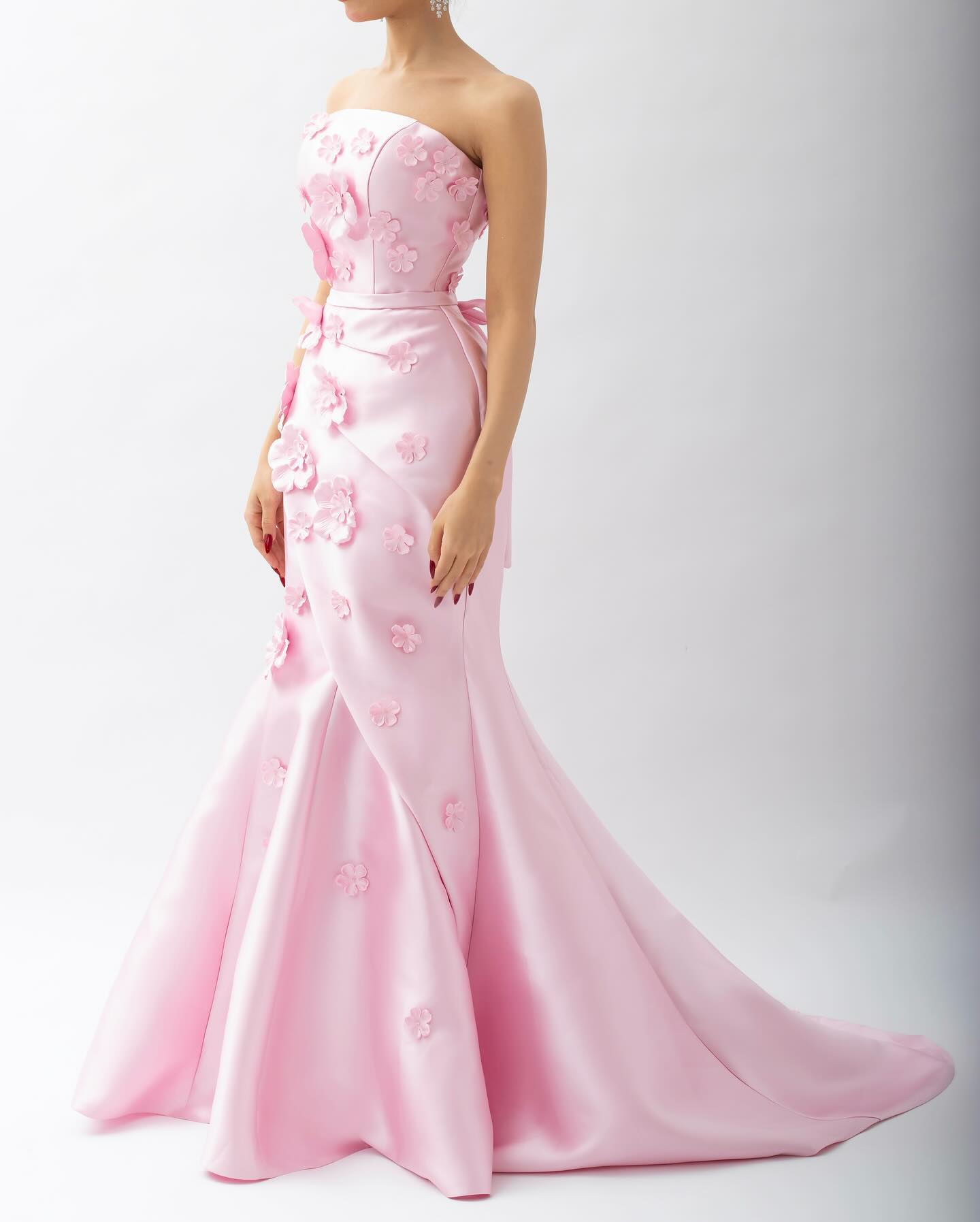 Elegant Pink 3D Flowers Evening Dress with Overskirt SS273