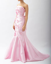 Elegant Pink 3D Flowers Evening Dress with Overskirt SS273