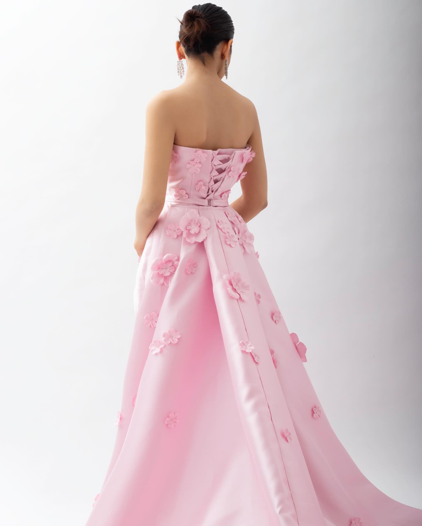Elegant Pink 3D Flowers Evening Dress with Overskirt SS273