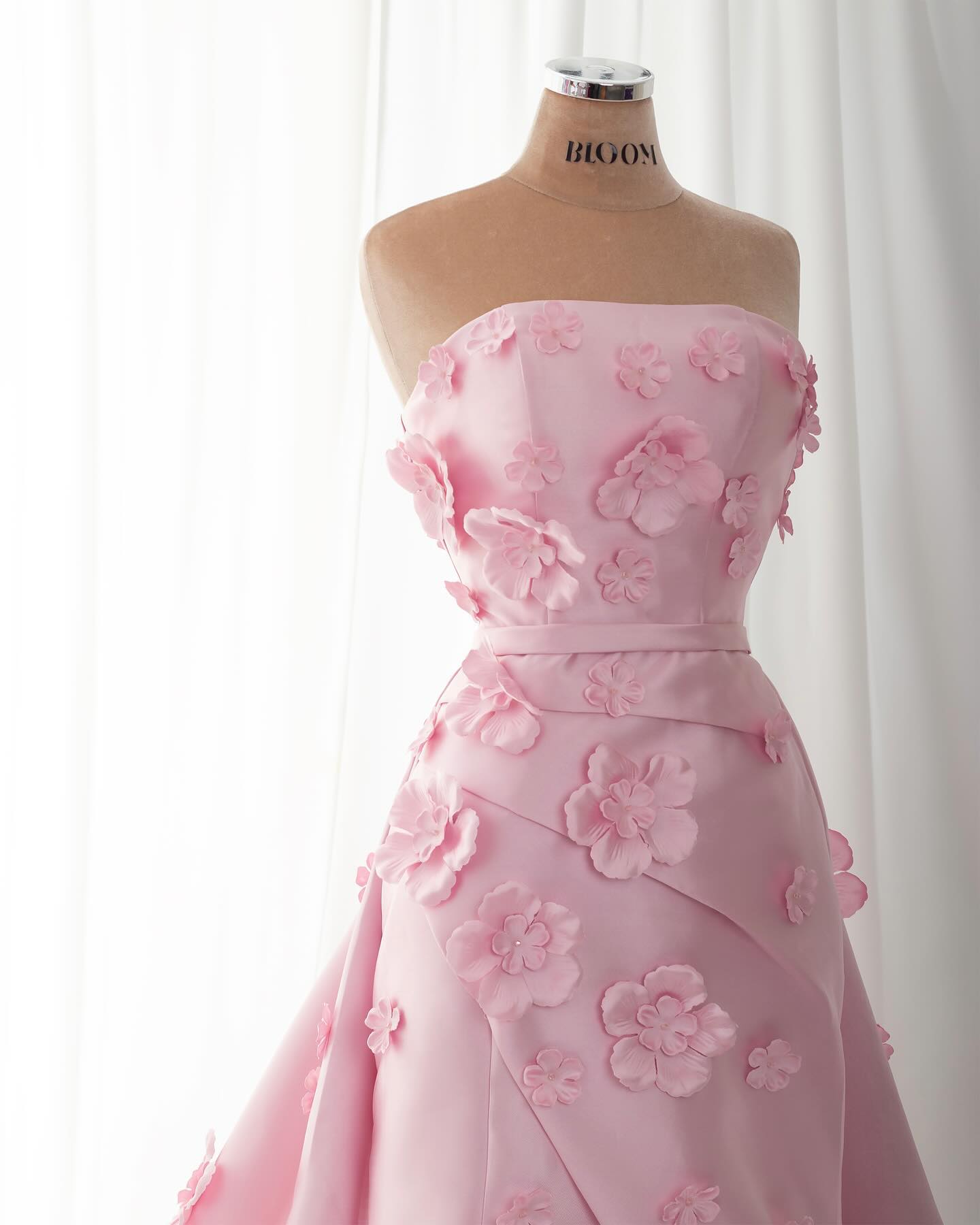 Elegant Pink 3D Flowers Evening Dress with Overskirt SS273