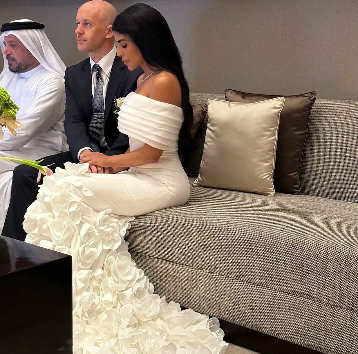 Elegant 3D flowers Off Shoulder White Evening Dress SF206  White / US 16