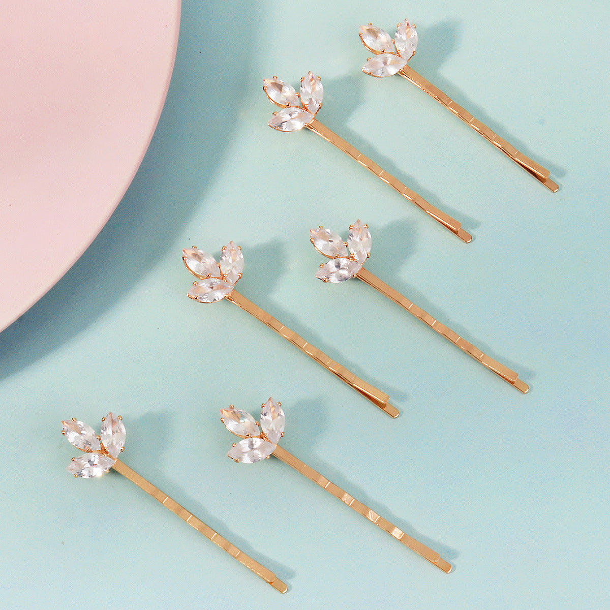 Zircon Leaf Hair Clip Set(6 pieces)