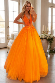 A-Line Prom Dresses Open Back Dress Formal Floor Length Sleeveless V Neck Tulle Backless with Pleats Beading Appliques 2025