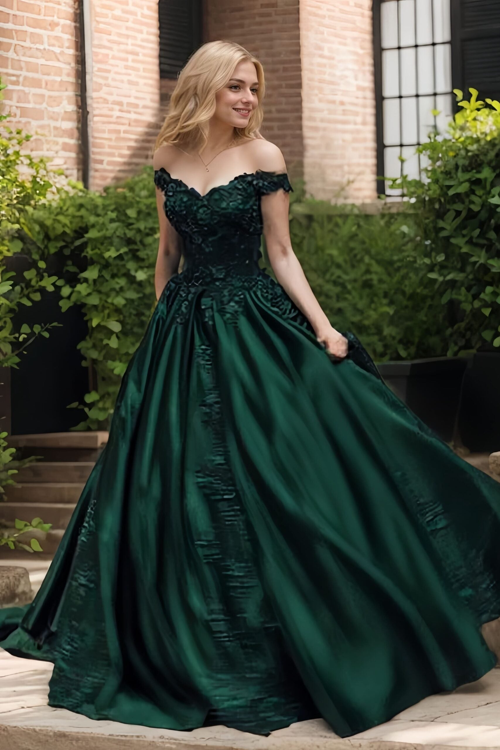Ball Gown Off-the-Shoulder Sleeveless Sweep Train Satin Prom Dress With Appliqued Beading