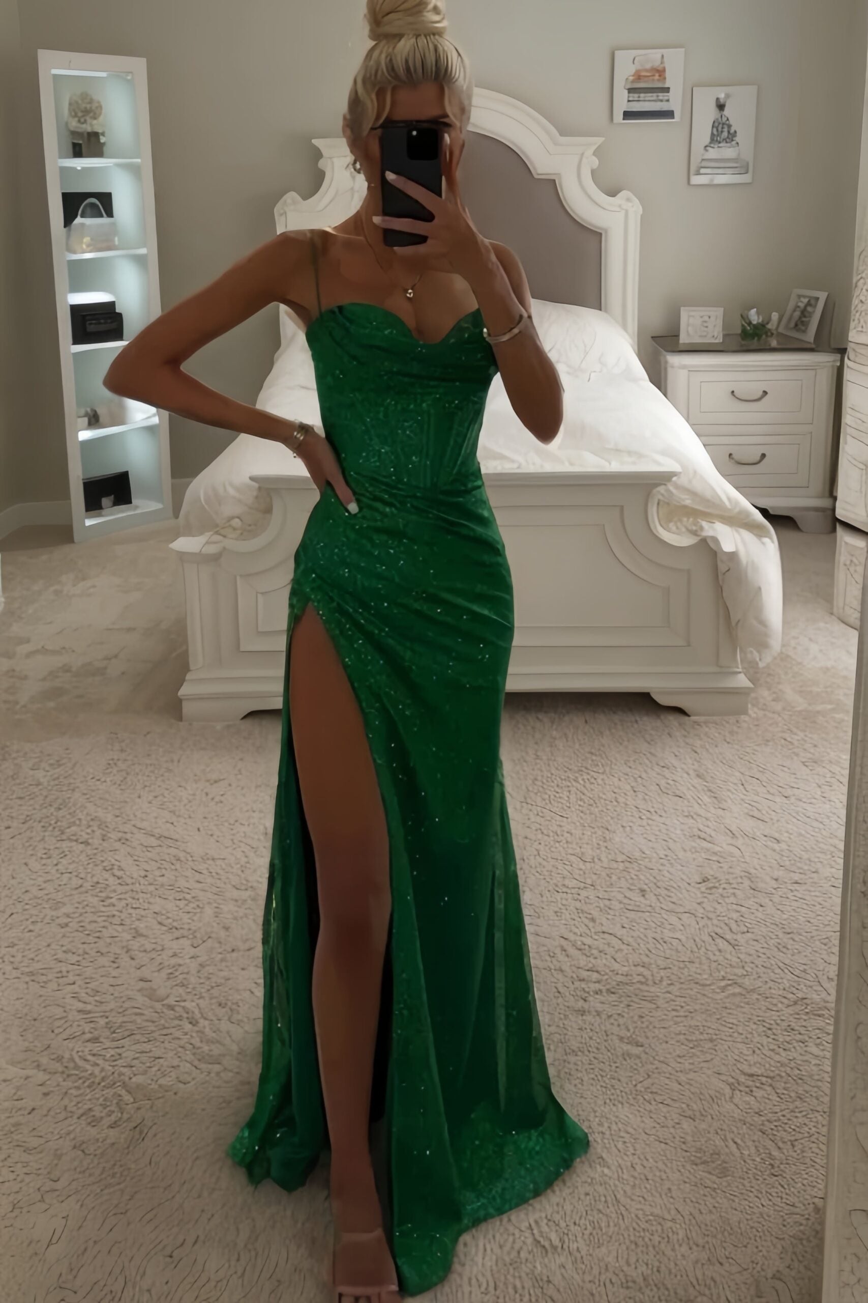 Sheath/Column Sequins Ruched Spaghetti Straps Sleeveless Sweep/Brush Train Dresses