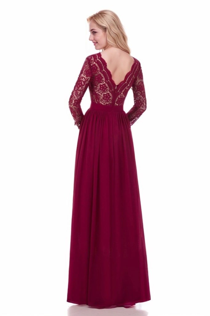Chiffon Mother Of The Bride Dress A-Line/Princess V-Neck Long/Floor-Length With Lace