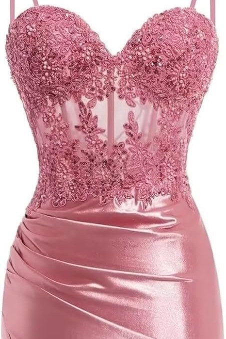 Sheath/Column Stretch Crepe Applique Sweetheart Sleeveless Sweep/Brush Train Prom Dresses