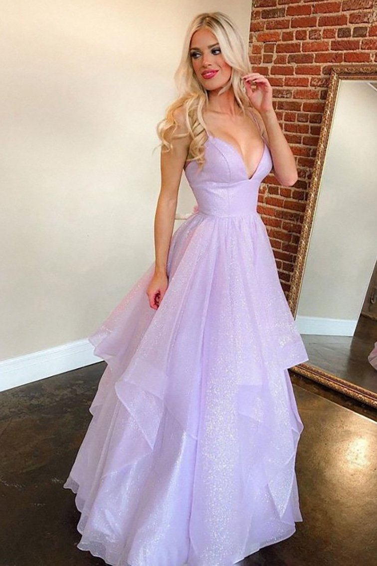 A-line Princess Sweetheart Sleeveless Long/Floor-Length Tulle Sparkling Prom Dress