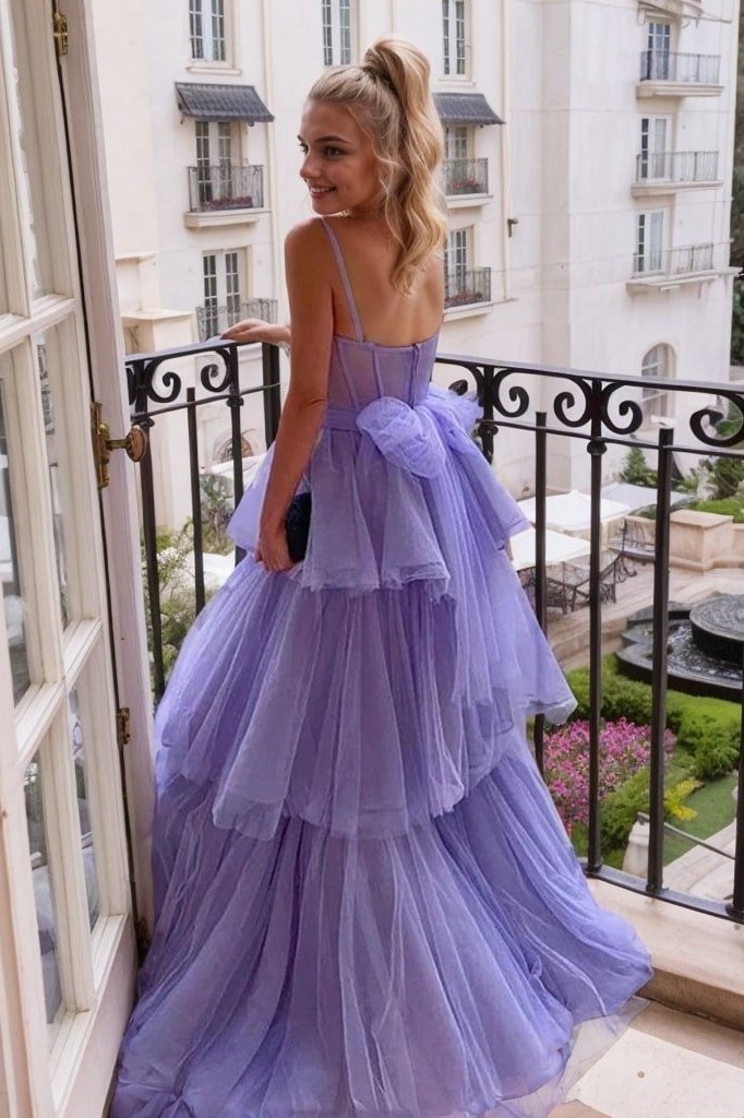 A-line Sweetheart Sleeveless Long/Floor-Length Tulle Prom Dress With Ruffles