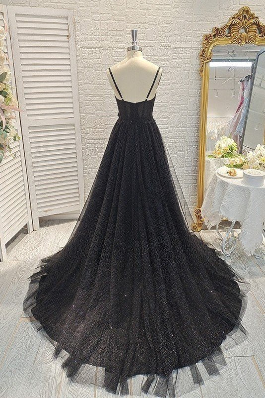 A-Line/Princess Ruffles Spaghetti Straps Sleeveless Sweep/Brush Train Prom Dresses