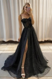 A-Line/Princess Ruffles Spaghetti Straps Sleeveless Sweep/Brush Train Prom Dresses