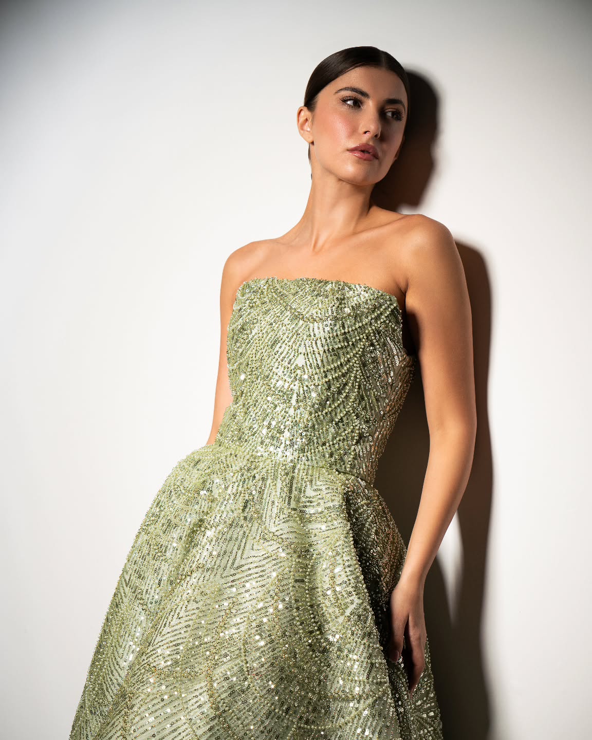 Sparkling Beaded Blue Strapless Evening Dress SS620