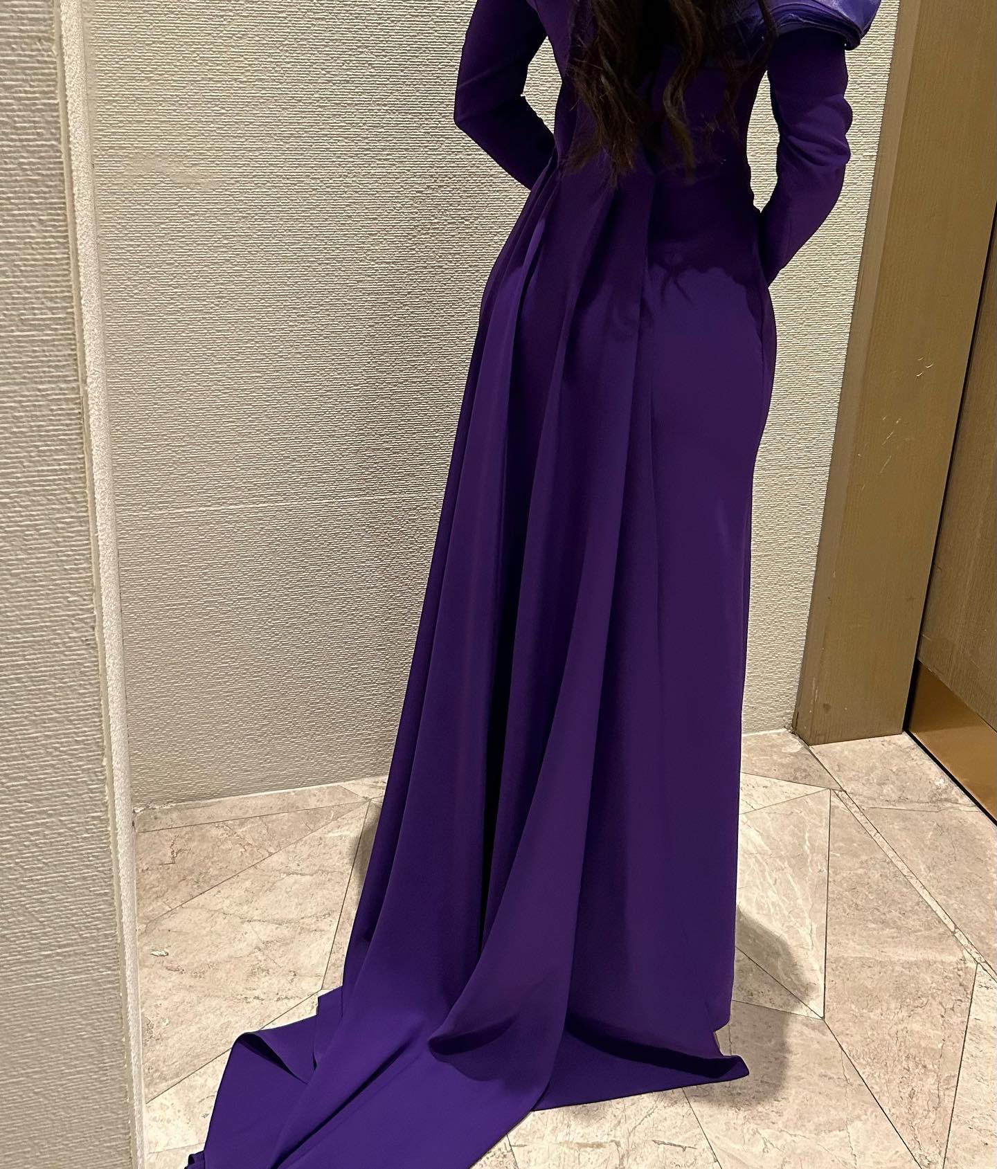 Elegant Purple Ruffles Off Shoulder Evening Dress with Overskirt SF142