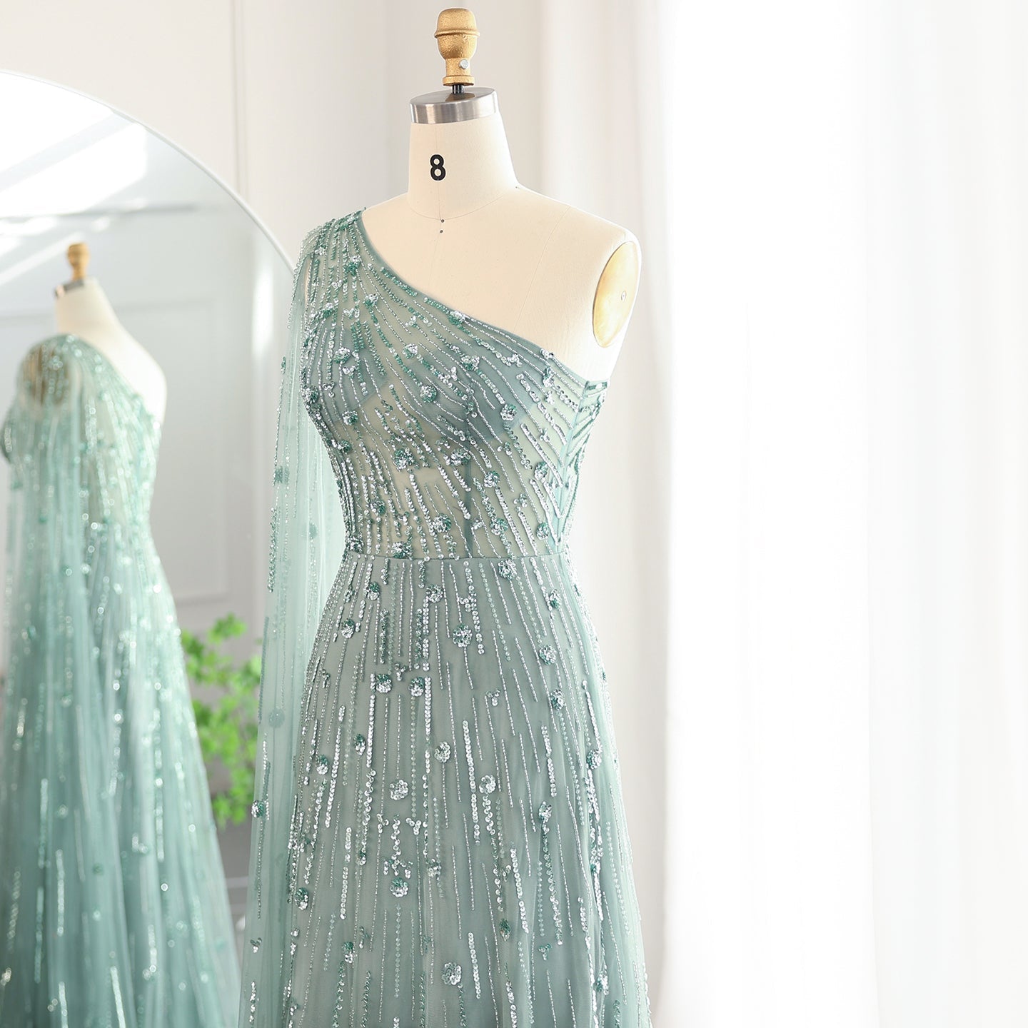 Luxury Beaded Black One Shoulder Evening Dress SS182