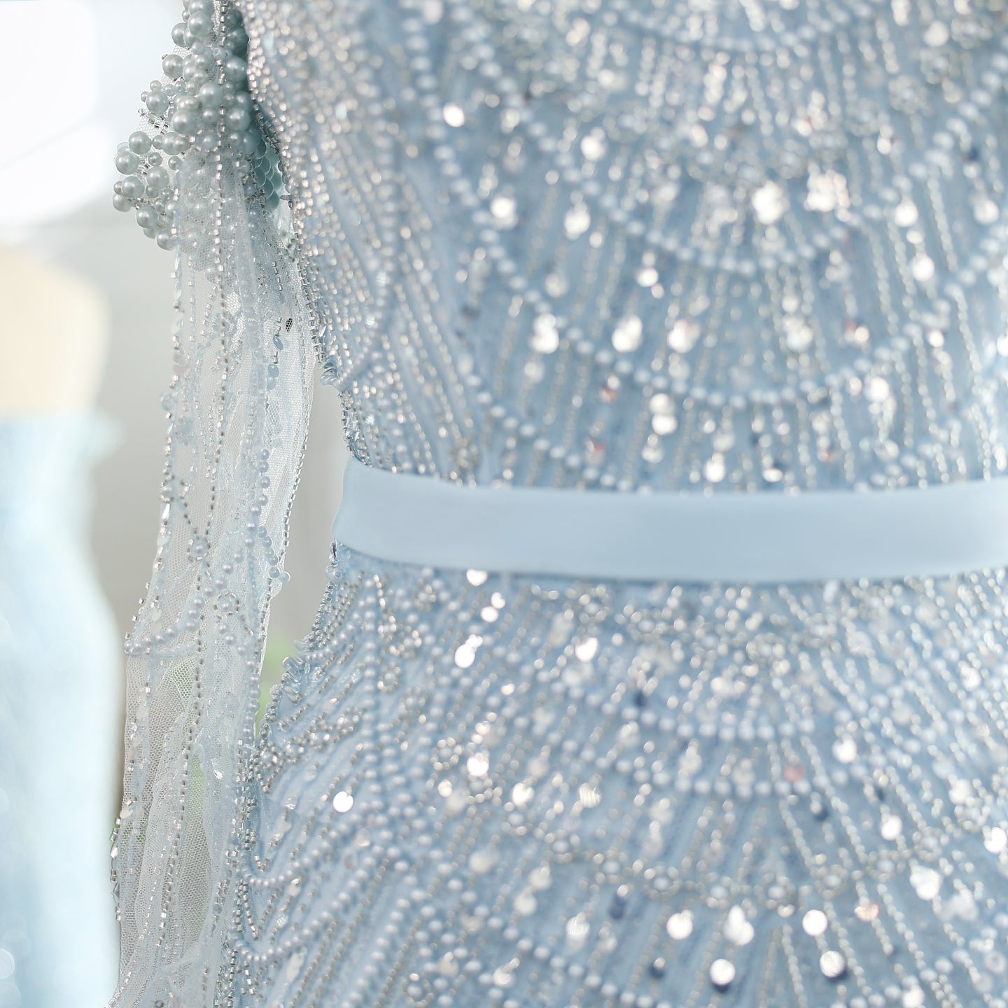 Luxury Nude Halter Mermaid Evening Dress with Gloves SS689 