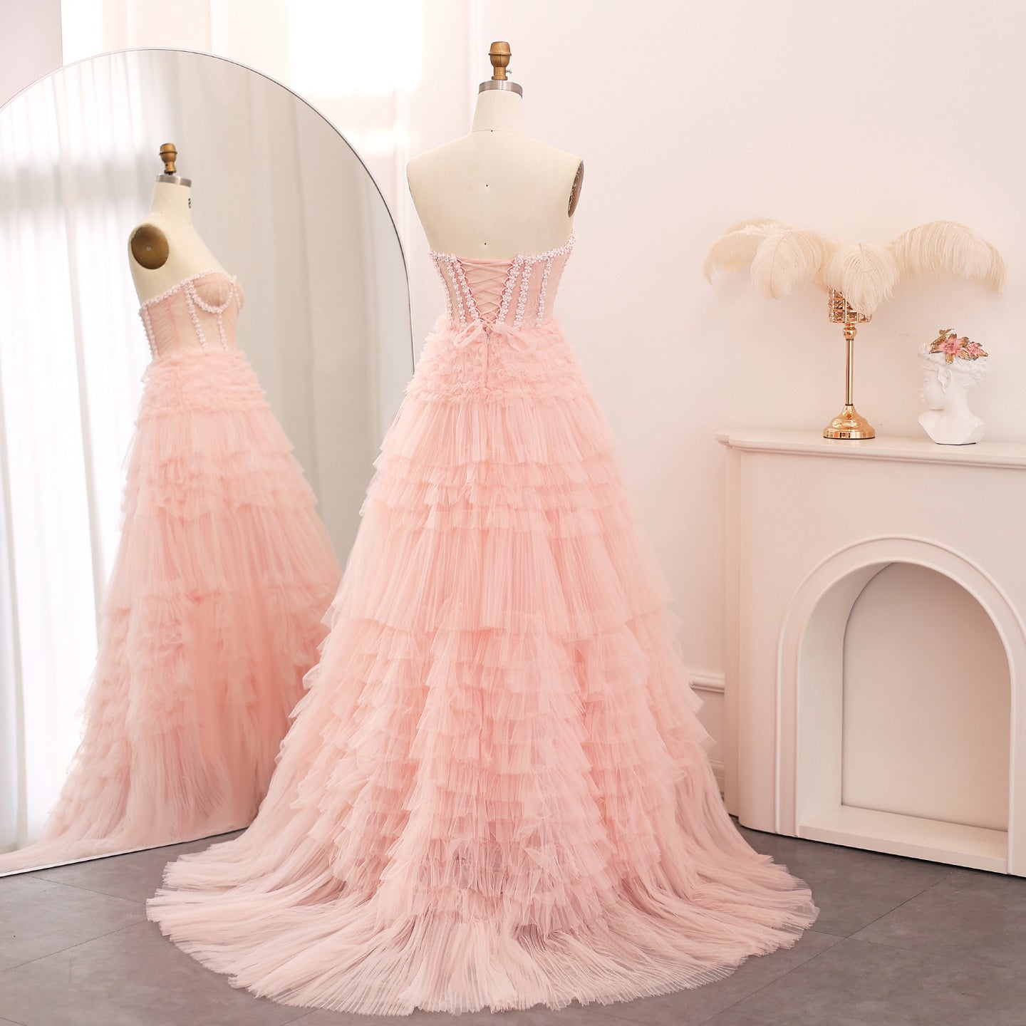 Elegant Sweetheart Ball Gown Blue Evening Dress SS553