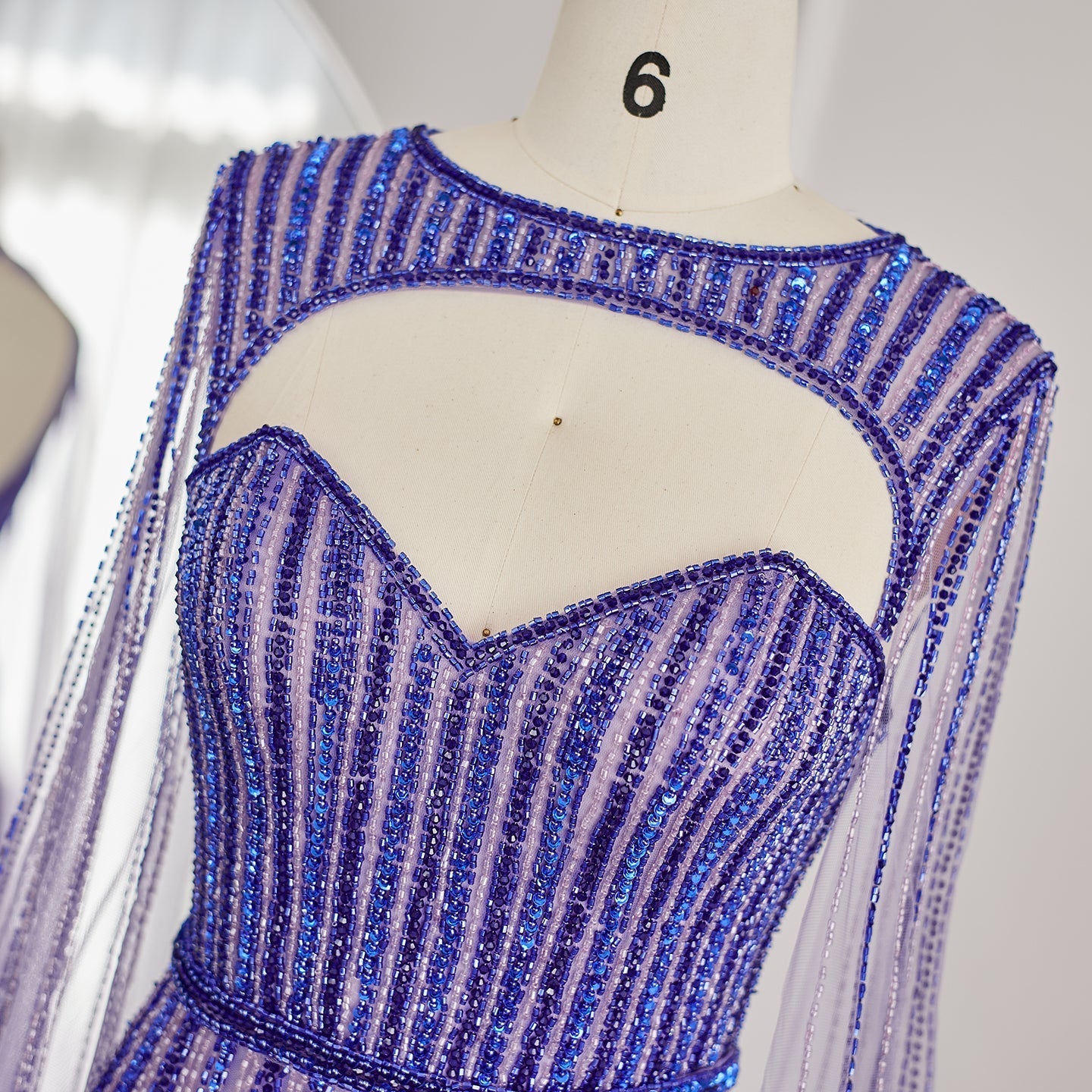 Luxury Fuchsia Evening Dress with Cape Sleeves SS167